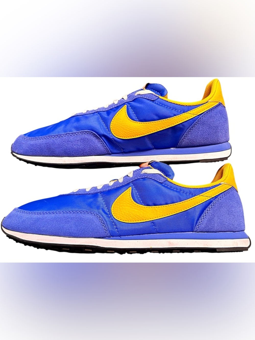 Nike Men’s Blue and Yellow Retro Runner Sneakers - Size 12.5 - Picture 3 of 3